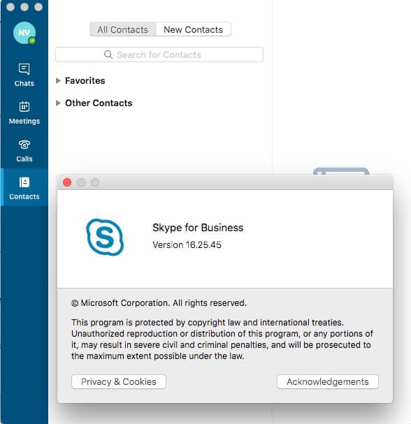 skype for business contacts not showing mac